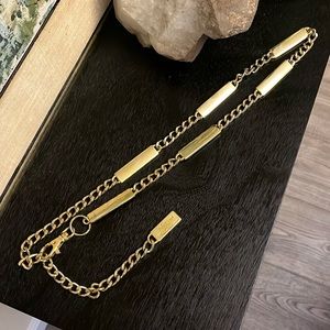 Vintage Kathie Lee Gold Plated Chunky Bar Runway Chain Belt